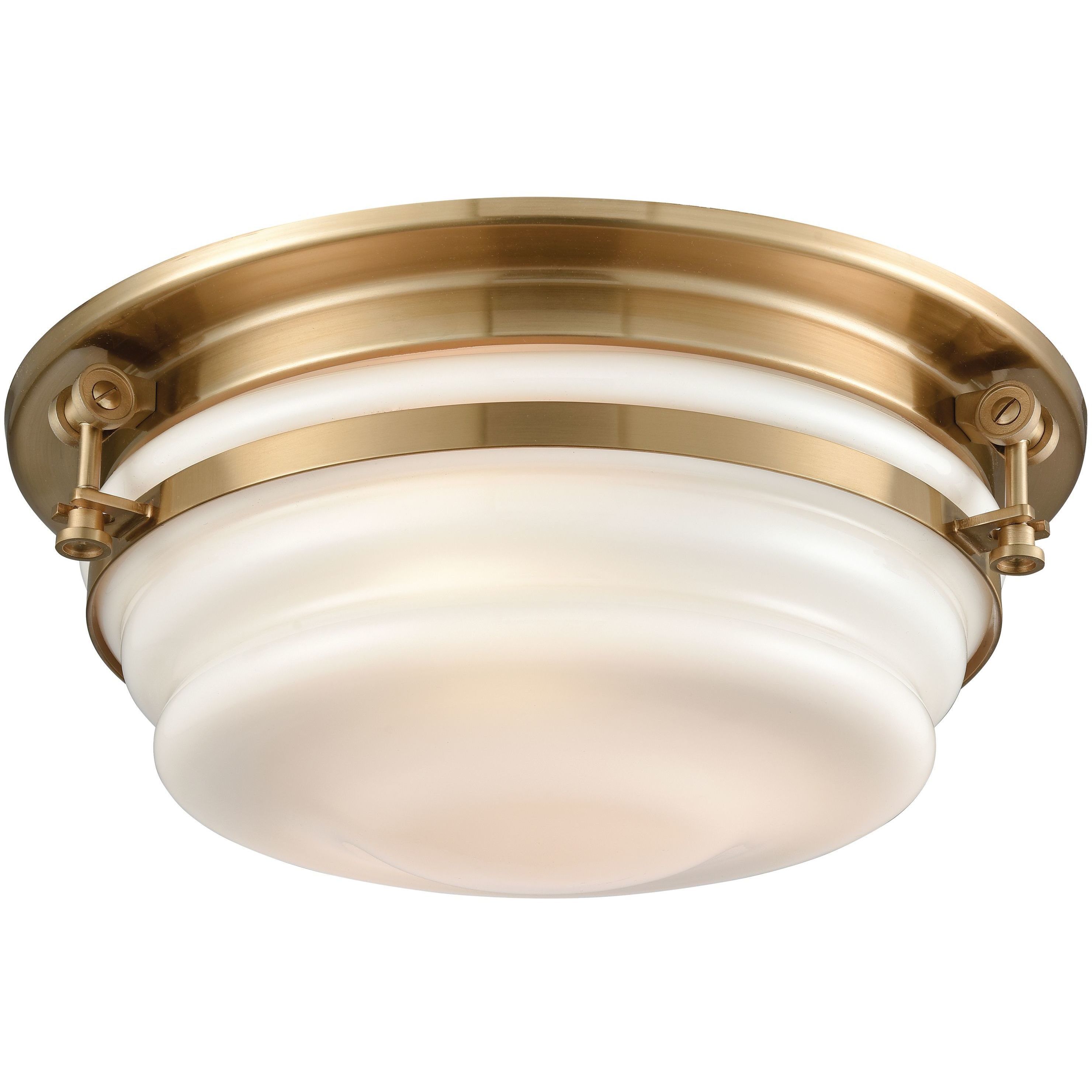 Riley 3 Light 15 inch Satin Brass Flush Mount Ceiling Light
