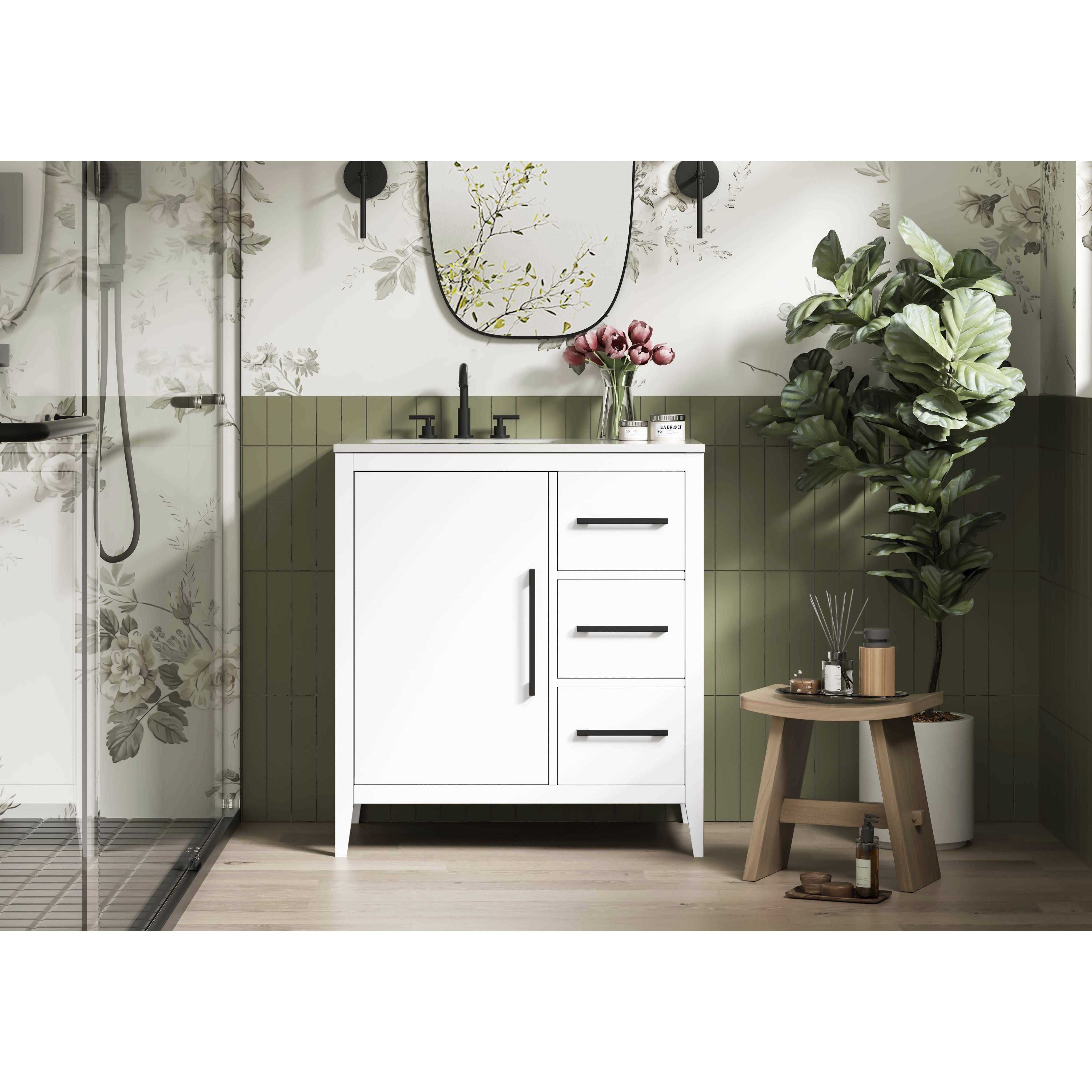 Millie 32 X 35 inch White Bathroom Vanity Cabinet