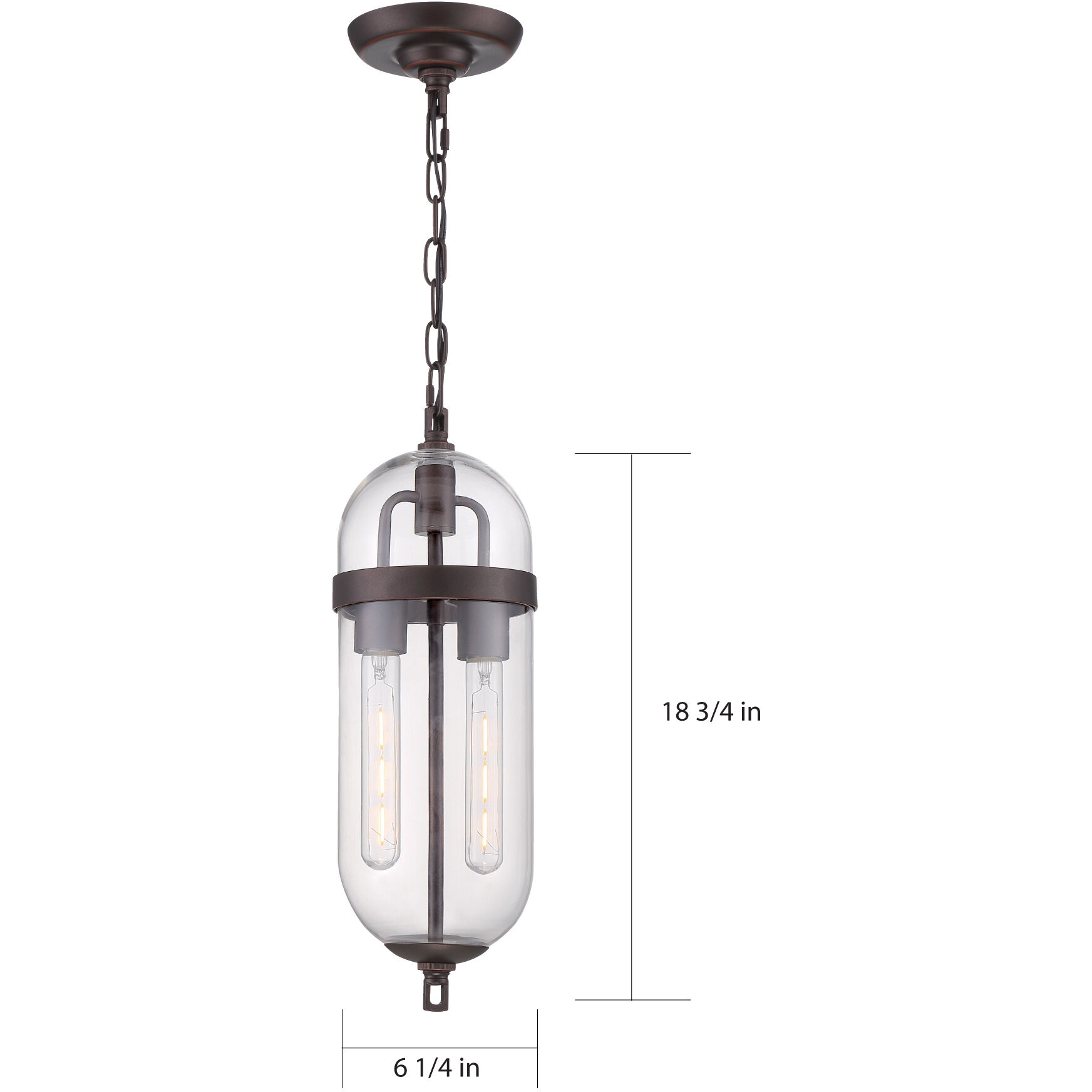 Fathom 2 Light 6.25 inch Mahogany Bronze and Clear Pendant Ceiling Light