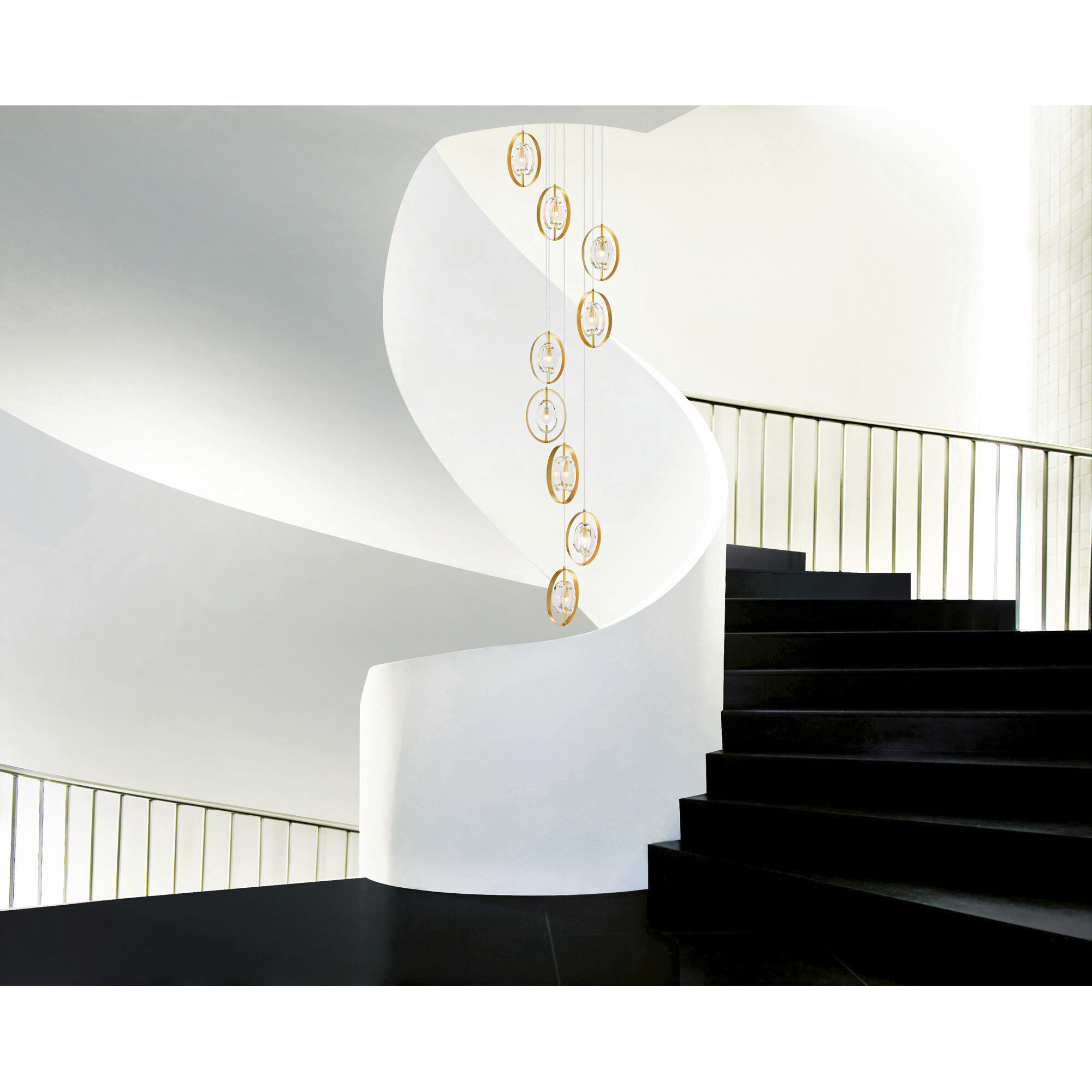 Iris 9 Light 24 inch Brass Multi Point Pendant Ceiling Light