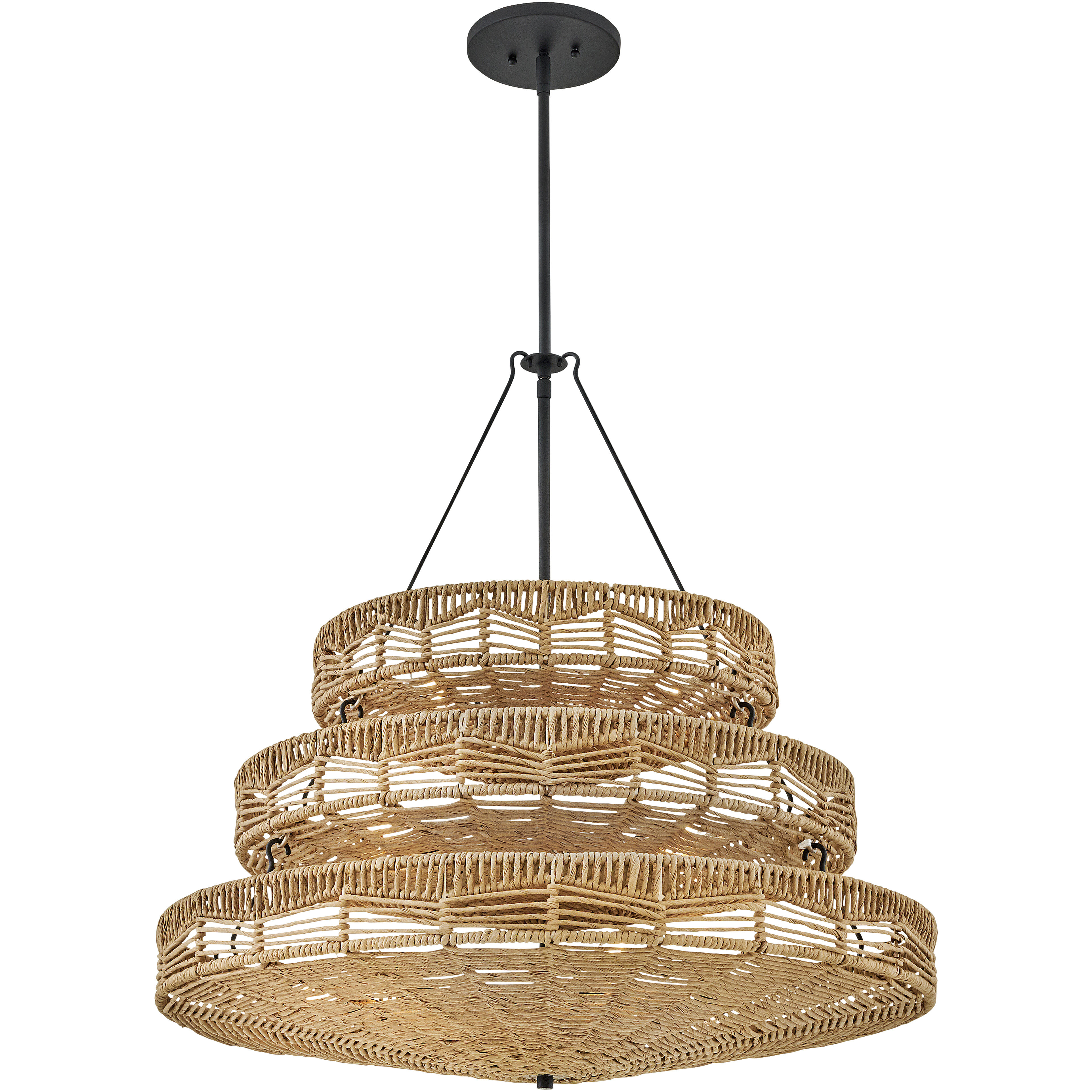 Ophelia 30 inch Black Indoor Chandelier Ceiling Light in Natural