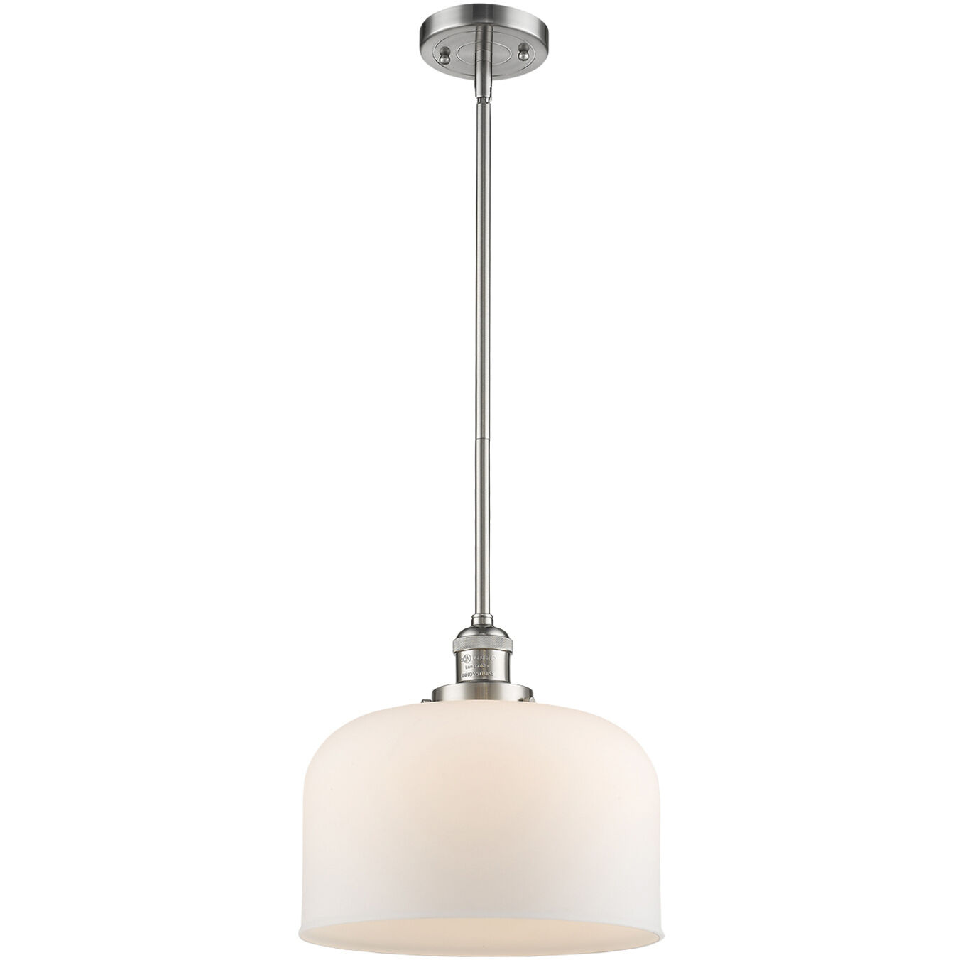 Franklin Restoration Bell LED 12 inch Antique Brass Mini Pendant Ceiling Light in Matte White, Franklin Restoration