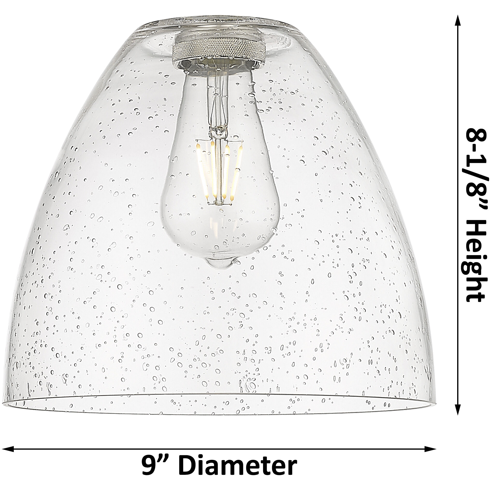 Crown Point 1 Light 9 inch Satin Nickel Flush Mount Ceiling Light in Seedy Glass