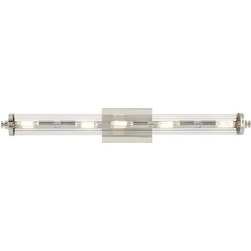 Azores 5 Light 32 inch Polished Nickel Linear Bath Wall Light, Large