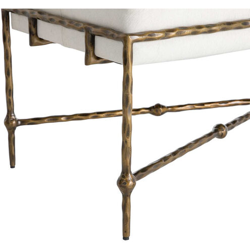 Lambeth Antique Aged Brass / Natural Ivory Hide Bench