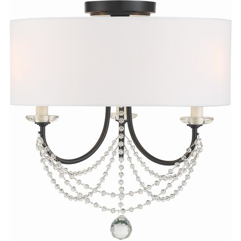 Delilah 3 Light 15.75 inch Matte Black Semi Flush Ceiling Light