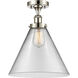Ballston X-Large Cone 1 Light 8 inch Polished Nickel Semi-Flush Mount Ceiling Light in Clear Glass