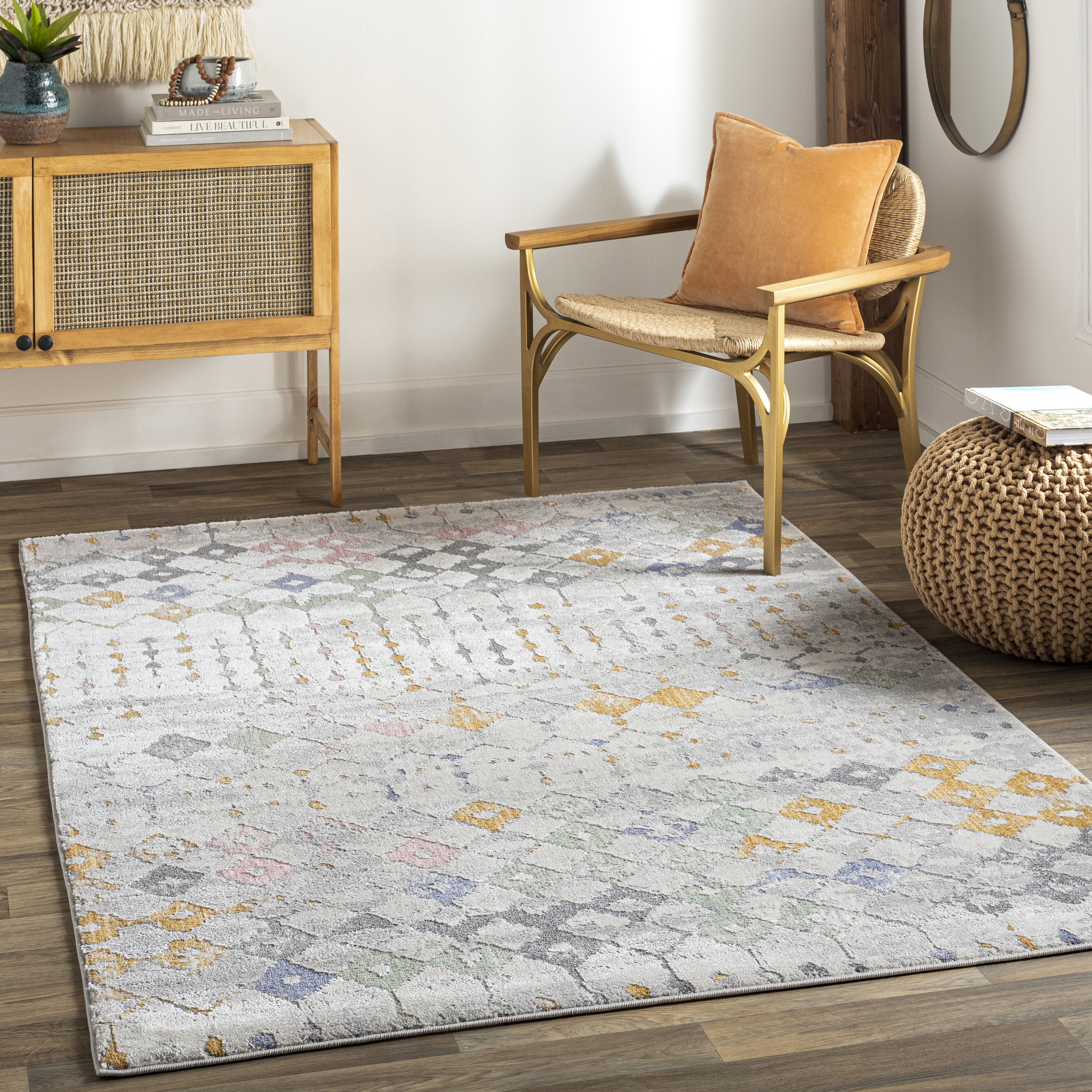 Lagos 84 X 63 inch Light Grey Rug in 5 x 8, Rectangle