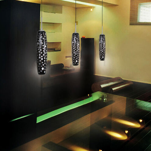 Envisage VI 1 Light 3 inch Satin Nickel Mini Pendant Ceiling Light in Black/White Dense Circles
