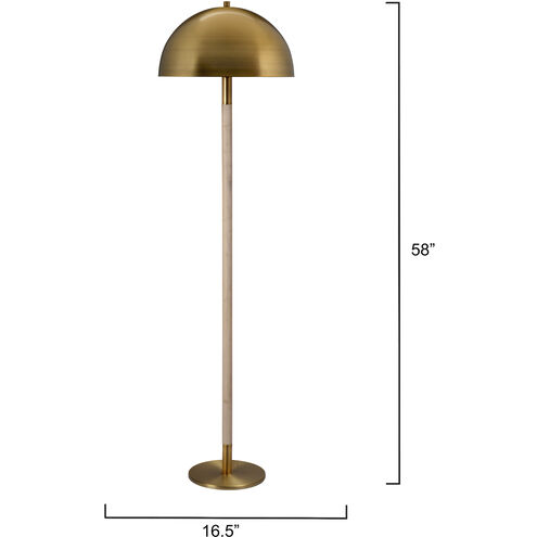 Merlin 58 inch 100.00 watt Natural Wood and Antique Brass Floor Lamp Portable Light