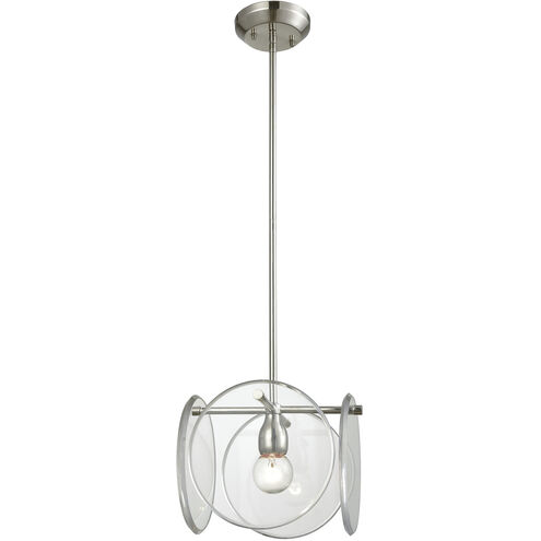 Disco 1 Light 11 inch Polished Nickel with Clear Mini Pendant Ceiling Light