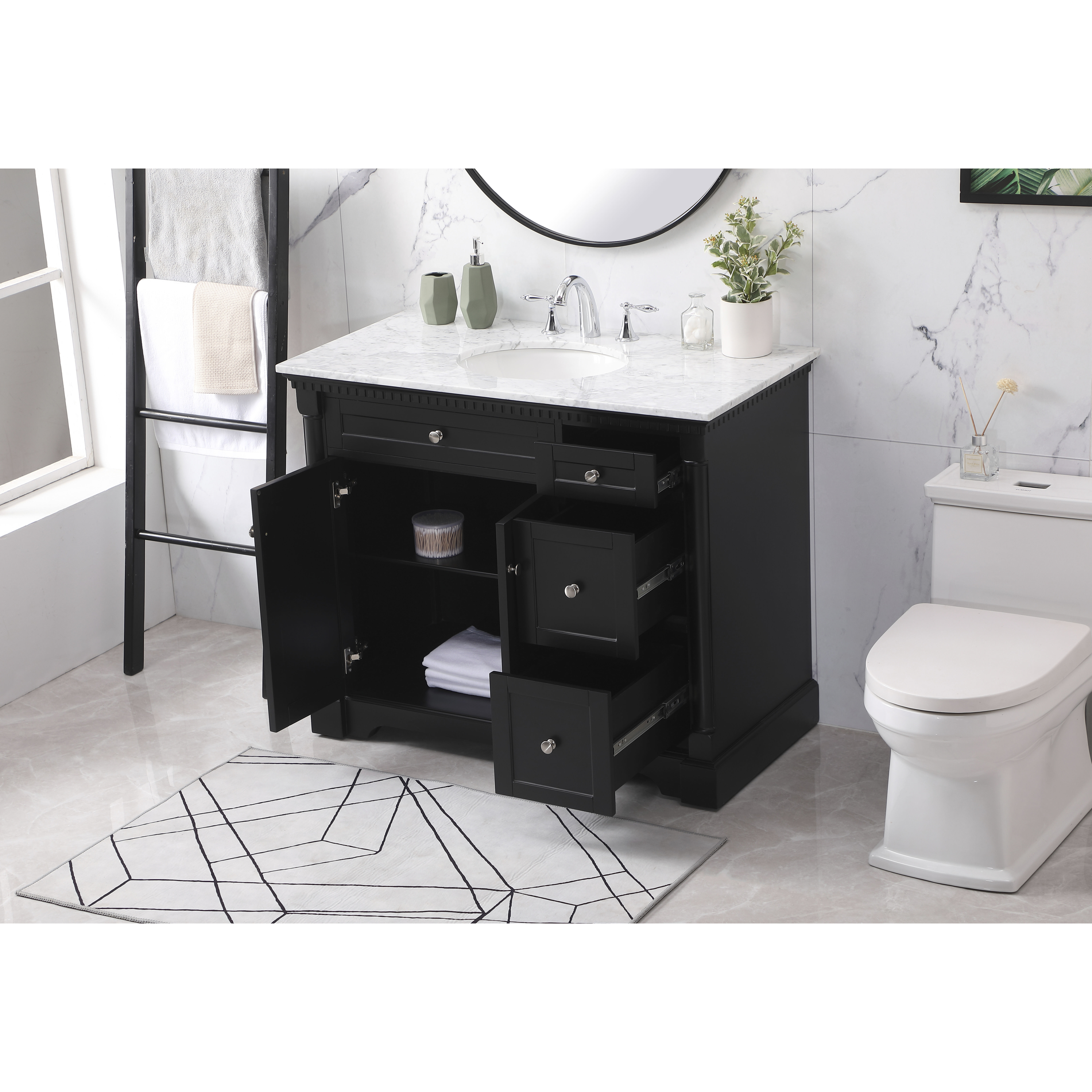 Clarence 42 X 21.5 X 35 inch Black Vanity Sink Set