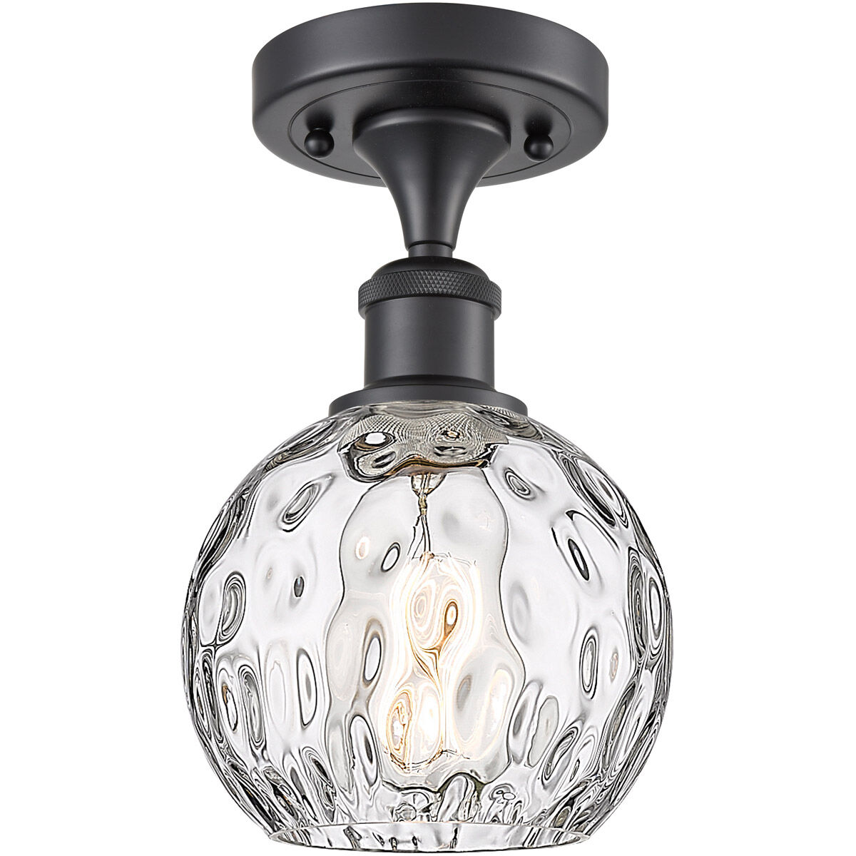 Ballston Athens Water Glass LED 6 inch Matte Black Semi-Flush Mount Ceiling Light