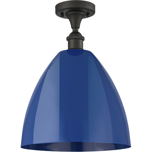 Ballston Plymouth Dome LED 12 inch Oil Rubbed Bronze Semi-Flush Mount Ceiling Light in Matte Blue