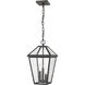 Talbot 3 Light 10 inch Oil Rubbed Bronze Outdoor Chain Mount Ceiling Fixture in Seedy Glass