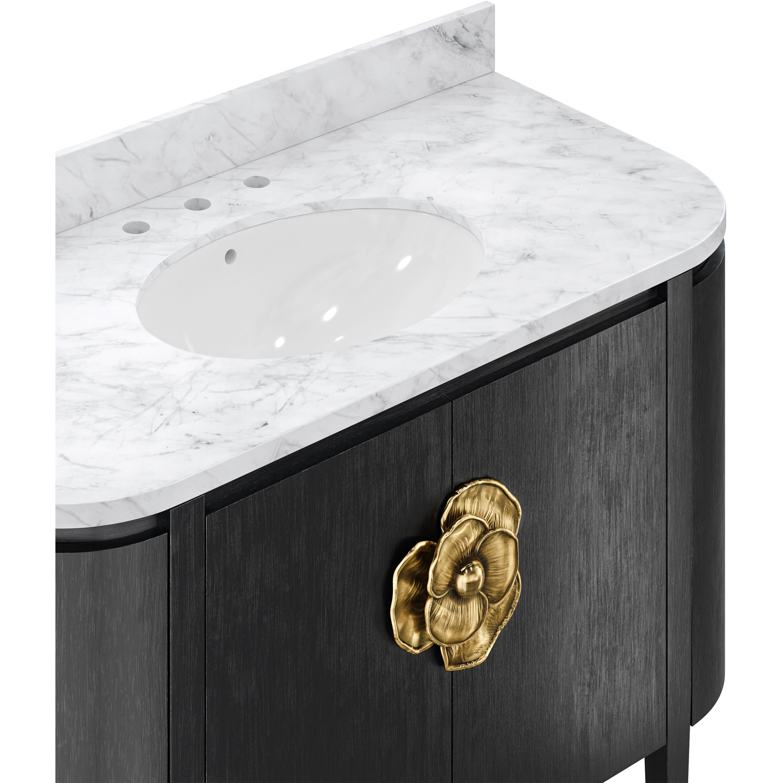 Briallen 48 X 34.25 inch Caviar Black/Natural/White/Light Antique Brass Vanity with Undermount Sink