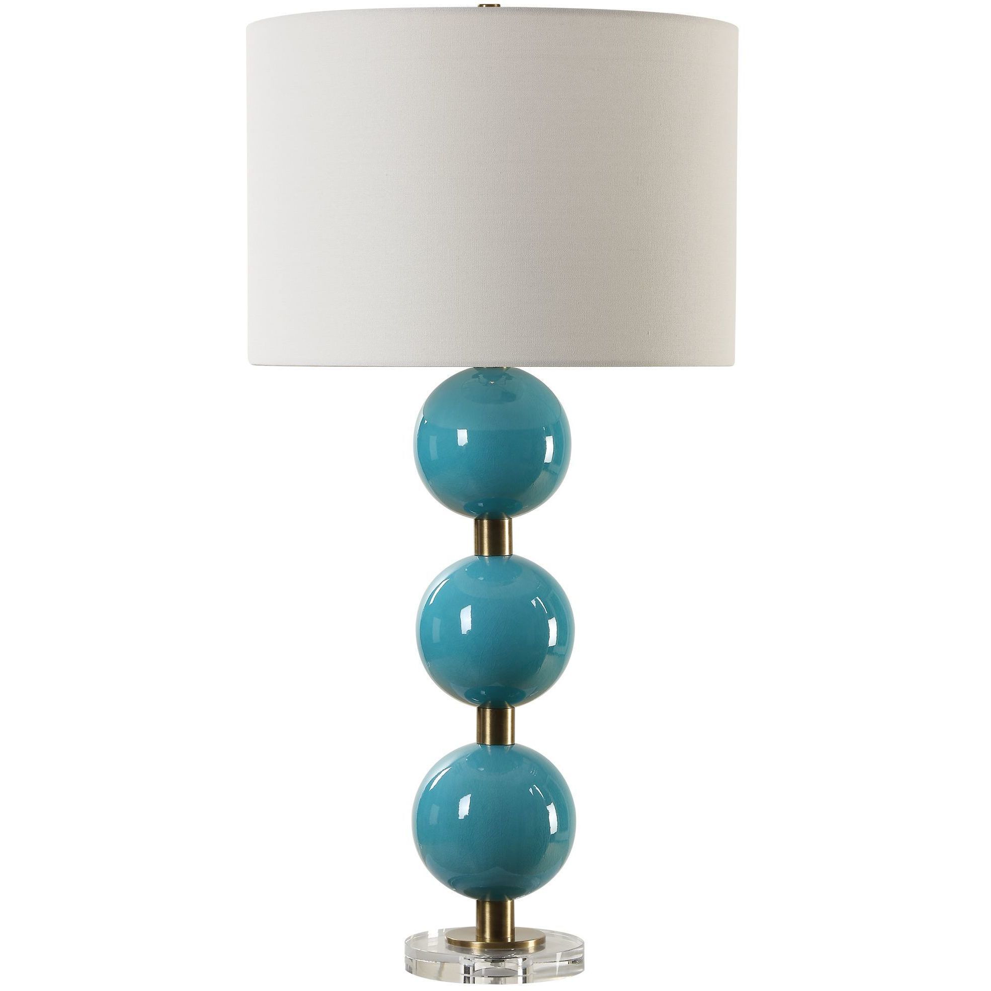 Palawan 31.25 inch 150.00 watt Crackled Turquoise Blue Glaze and Antique Brass Table Lamp Portable Light