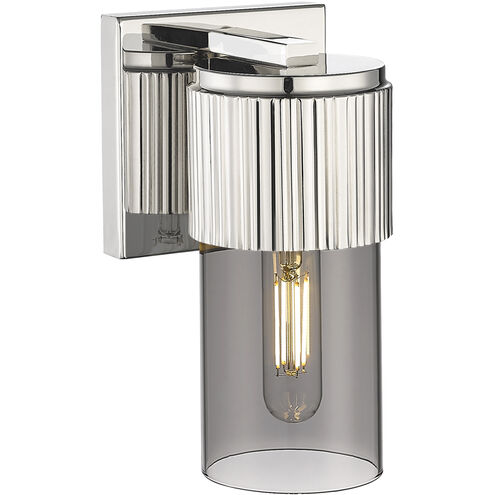 Bolivar 1 Light 4 inch Polished Nickel Sconce Wall Light in Plated Smoke Glass