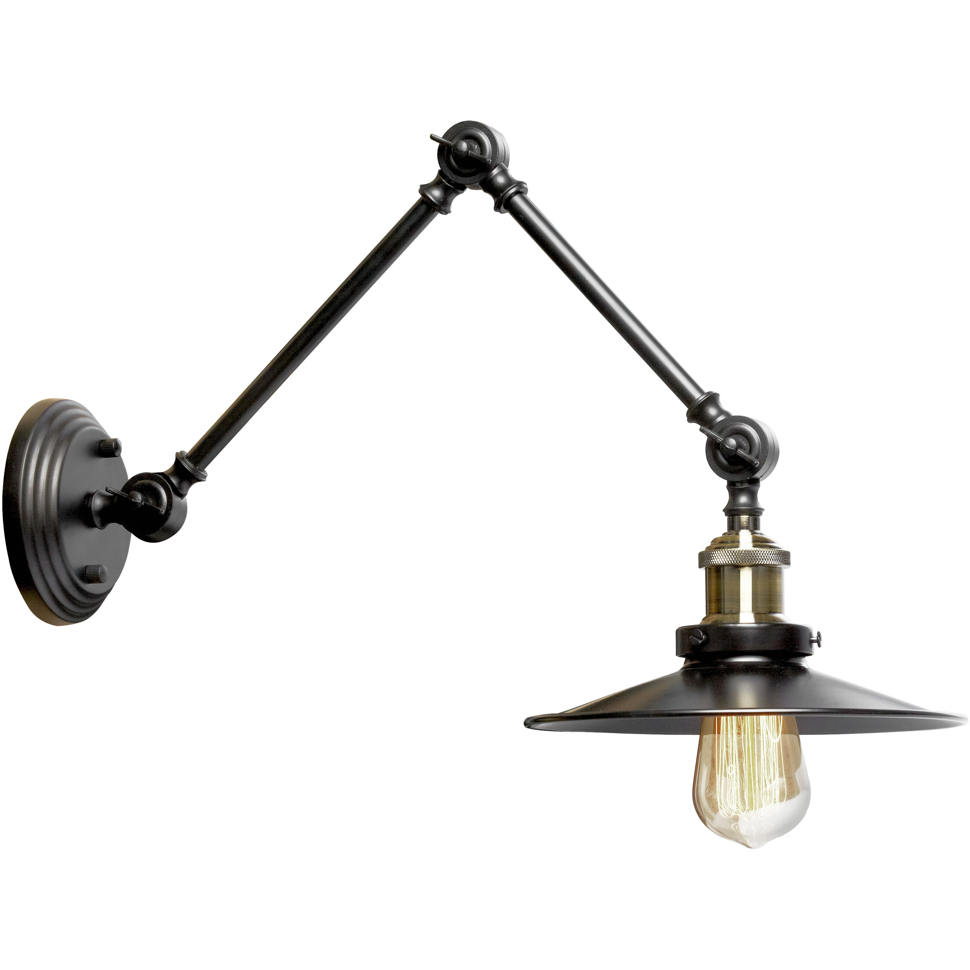 Transitional 24 inch 60.00 watt Black Task Wall Light, Hinge