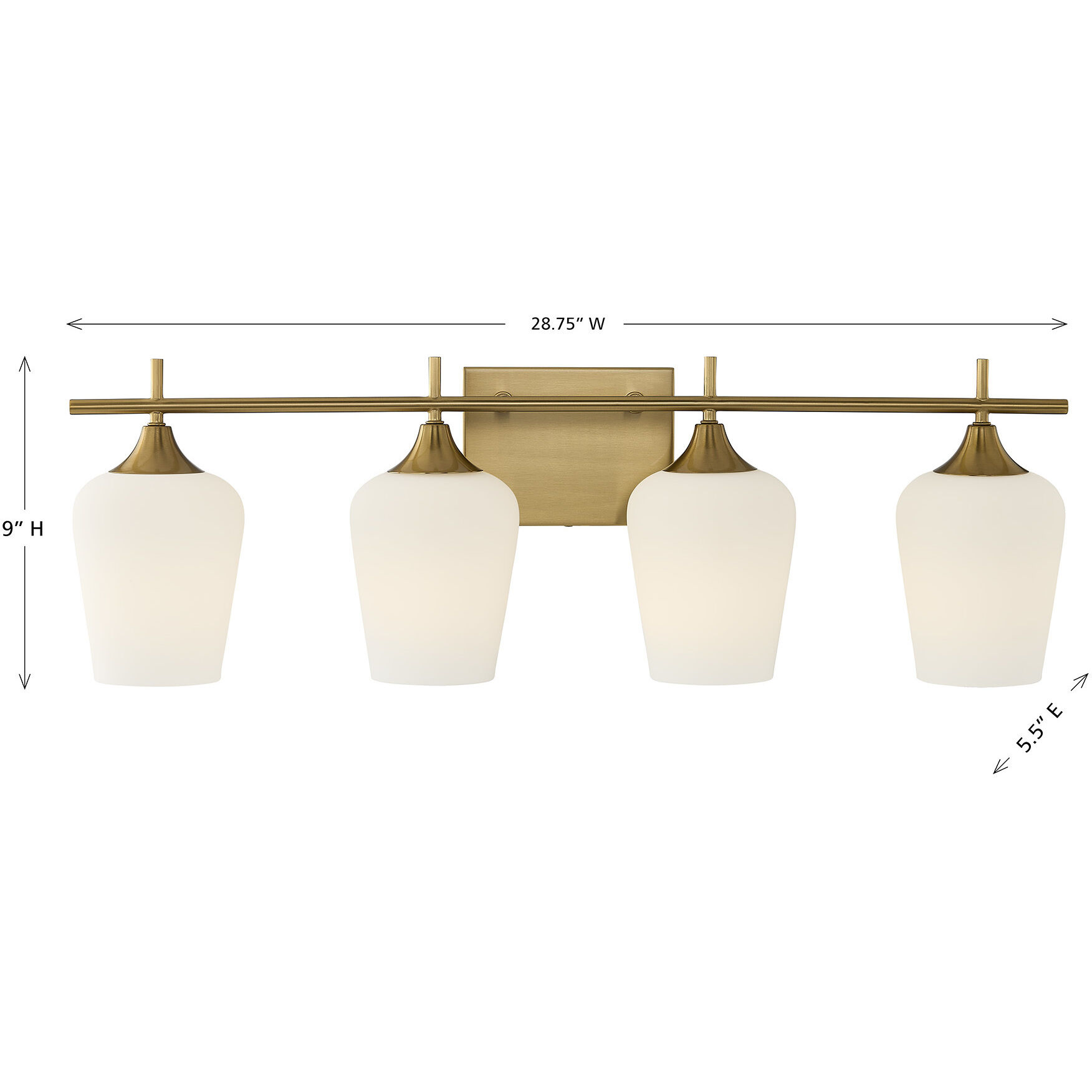 Octave 4 Light 28.75 inch Warm Brass Bathroom Vanity Light Wall Light, Essentials