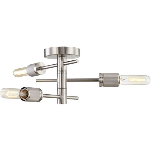Module 3 Light 15 inch Satin Nickel Semi Flush Mount Ceiling Light