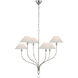 Amber Lewis Griffin LED 36.5 inch Polished Nickel and Parchment Leather Staggered Tail Chandelier Ceiling Light, Large