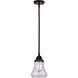 Nouveau 2 Bellmont LED 6 inch Oil Rubbed Bronze Mini Pendant Ceiling Light in Seedy Glass