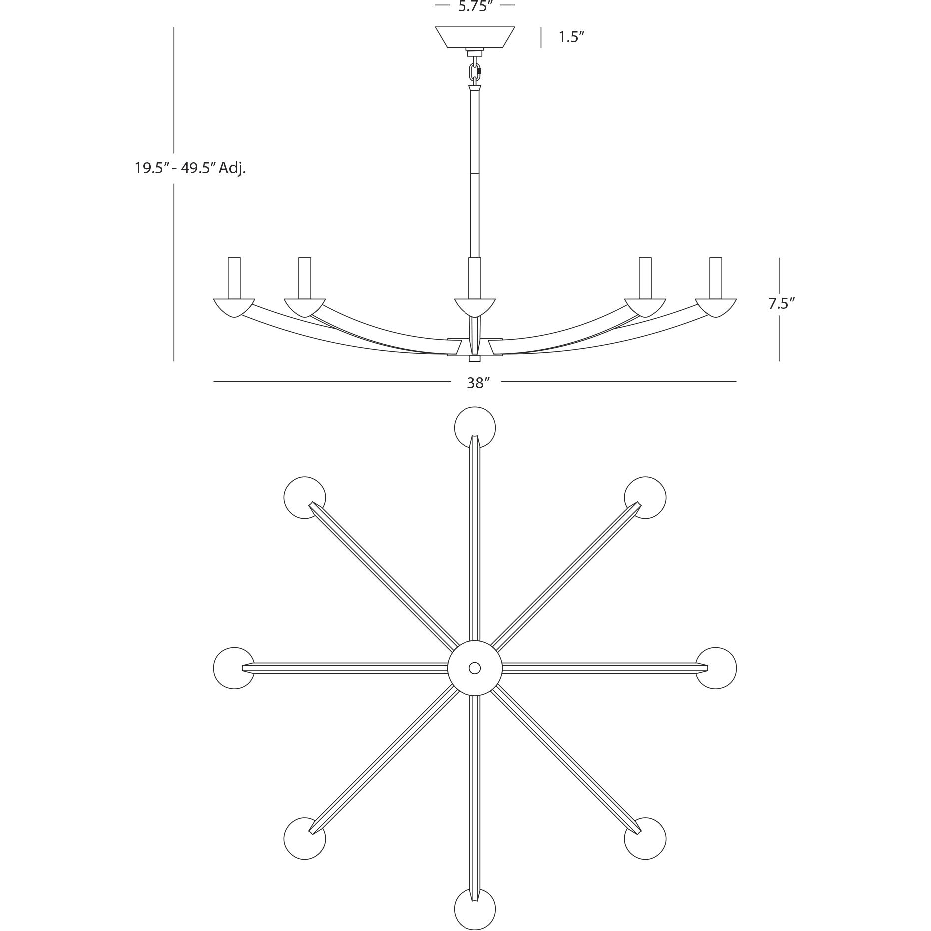 Goldie 8 Light 38 inch Deep Patina Bronze Chandelier Ceiling Light