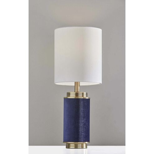 Marsha 22 inch 60.00 watt Antique Brass with Navy Blue Velvet Table Lamp Portable Light