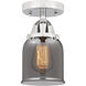 Nouveau 2 Small Bell 1 Light 5 inch Polished Chrome Semi-Flush Mount Ceiling Light in Plated Smoke Glass