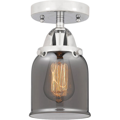 Nouveau 2 Small Bell 1 Light 5 inch Polished Chrome Semi-Flush Mount Ceiling Light in Plated Smoke Glass