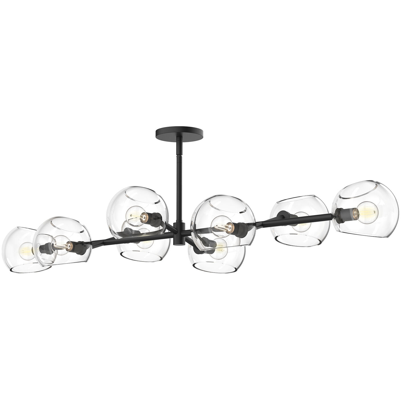 Alora Mood Willow 8 Light 48.25 inch Clear Glass/Matte Black Linear Pendant Ceiling Light