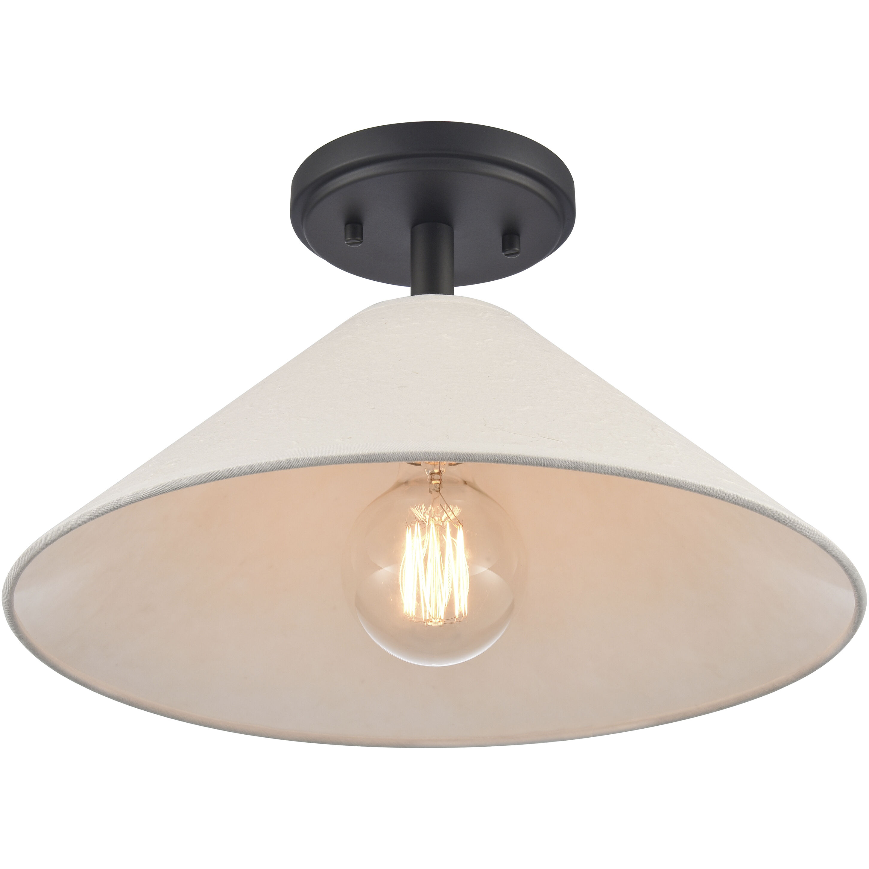 Rydell 1 Light 14 inch Matte Black Semi Flush Mount Ceiling Light