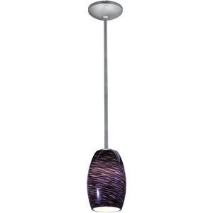 Chianti 1 Light 5 inch Brushed Steel Pendant Ceiling Light in Purple Swirl, Rod