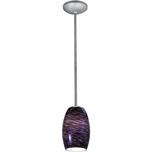 Chianti 1 Light 5 inch Brushed Steel Pendant Ceiling Light in Purple Swirl, Rod