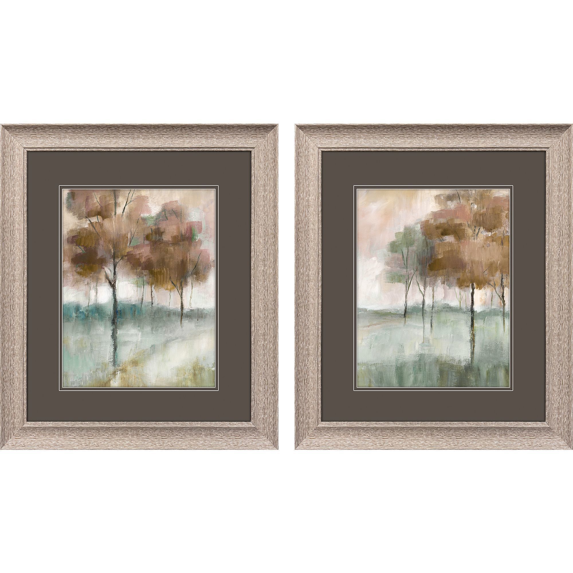 Autumn in the Park Green and Teal and Rust and Brown Framed Art, Propac
