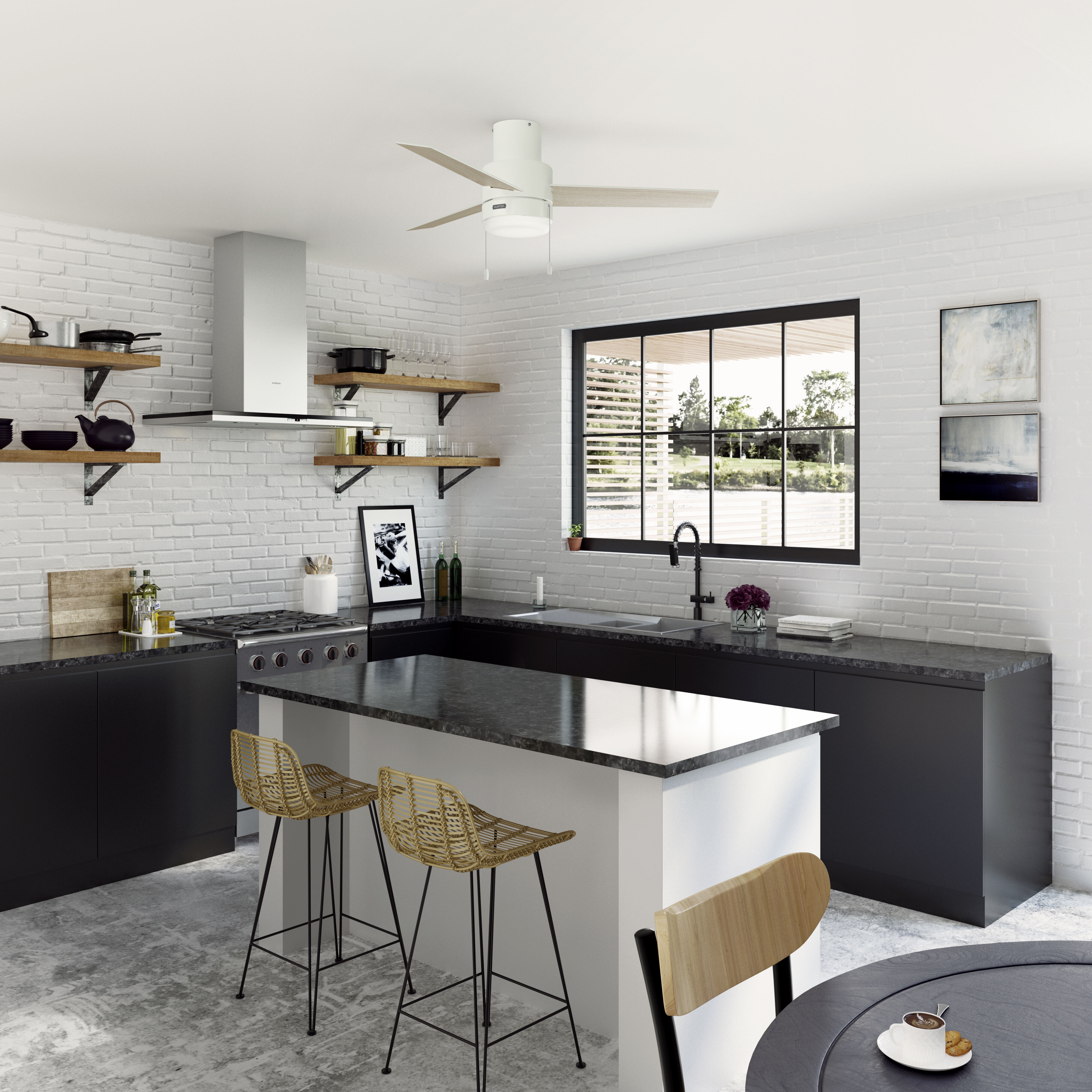 Brunner 52 inch Matte White with Light Oak/Fresh White Blades Ceiling Fan