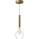 Rise LED 5.75 inch Brushed Gold Pendant Ceiling Light in Brushed Gold and Clear