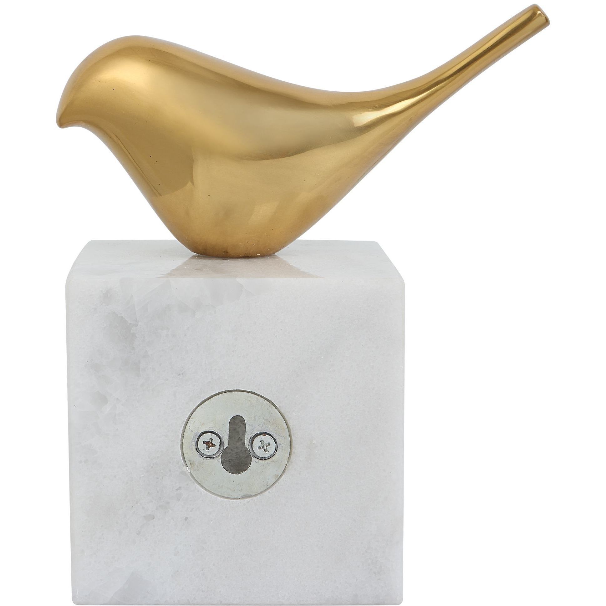 Flying Solid Brass and White Marble Solo Bird Wall Décor