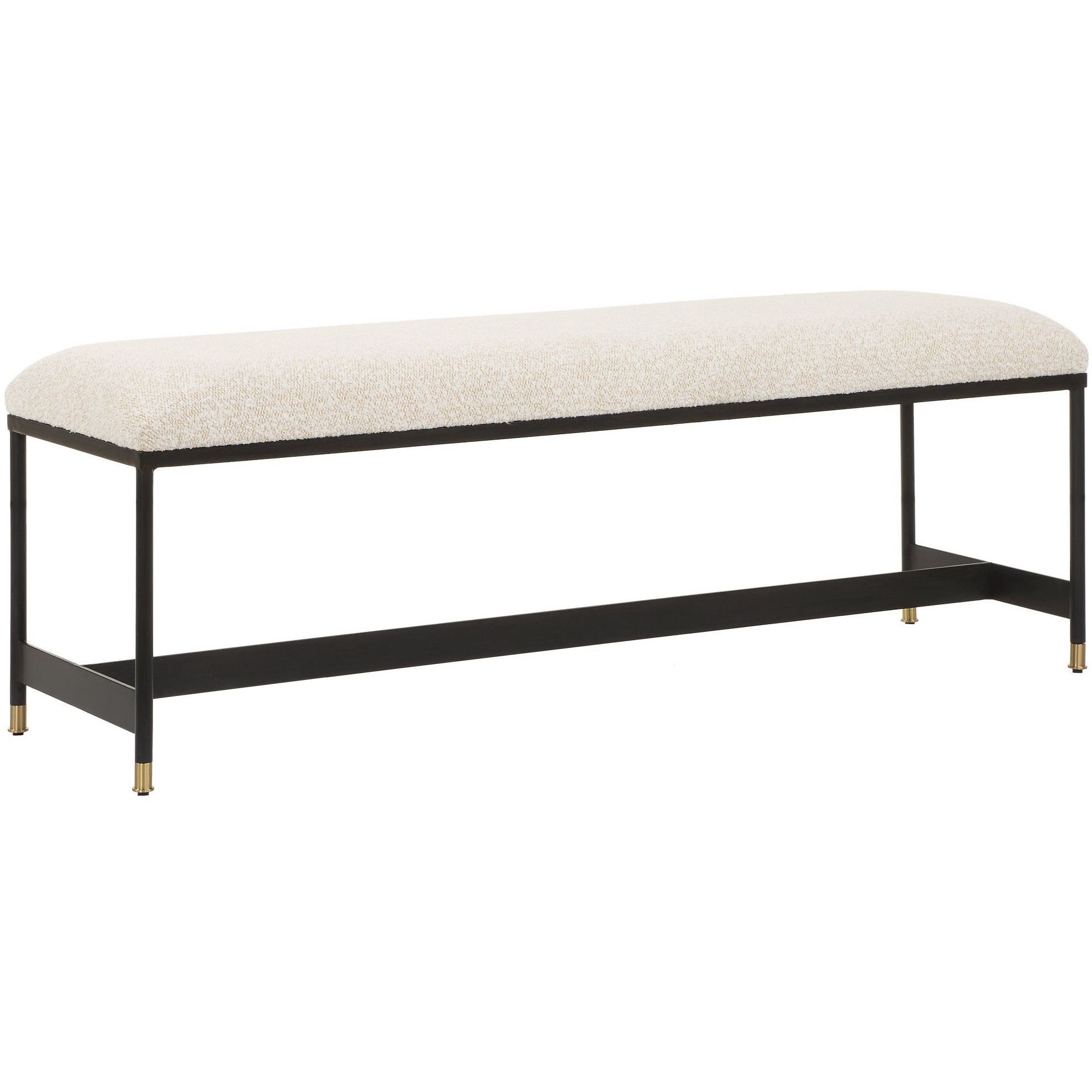 Halston Matte Black and Off-White with Brushed Brass Bench