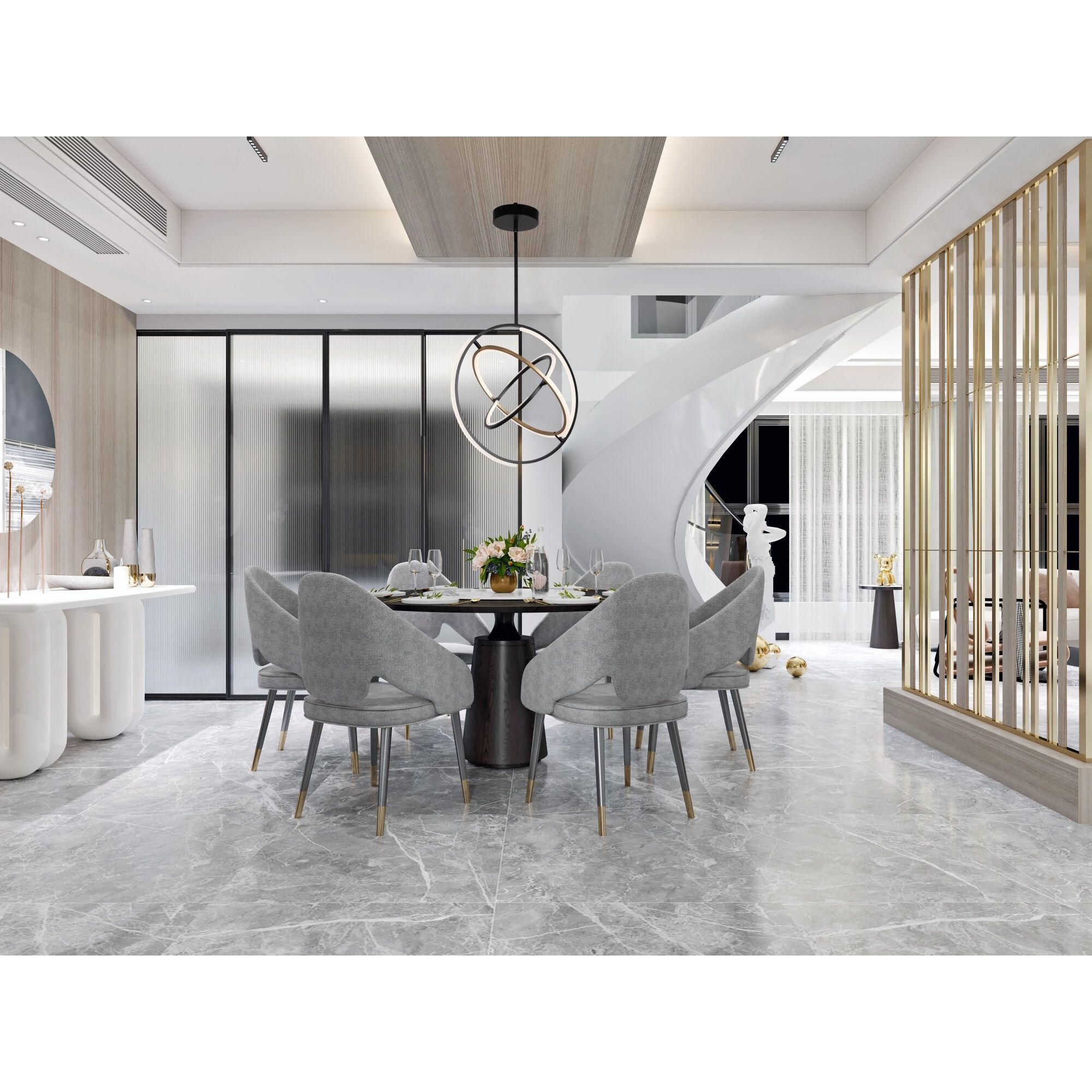 Trilogy LED 24 inch Black and Brass Pendant Ceiling Light