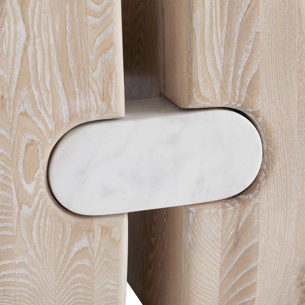 Melt 48 inch Cerused Natural Wood and White Marble Entry Table