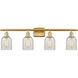 Ballston Caledonia 4 Light 36 inch Satin Gold Bath Vanity Light Wall Light in Mouchette Glass, Ballston
