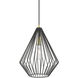 Linz 1 Light 12 inch Textured Black with Antique Brass Accents Pendant Ceiling Light