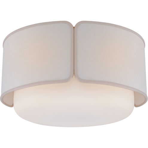 kate spade new york Eyre Flush Mount Ceiling Light in Linen with Cream Trim, Soft Brass and Soft White Glass, Large