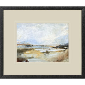 Smudged Coastline Blue and Beige and Black and Rust Framed Art