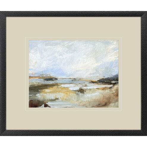 Smudged Coastline Blue and Beige and Black and Rust Framed Art
