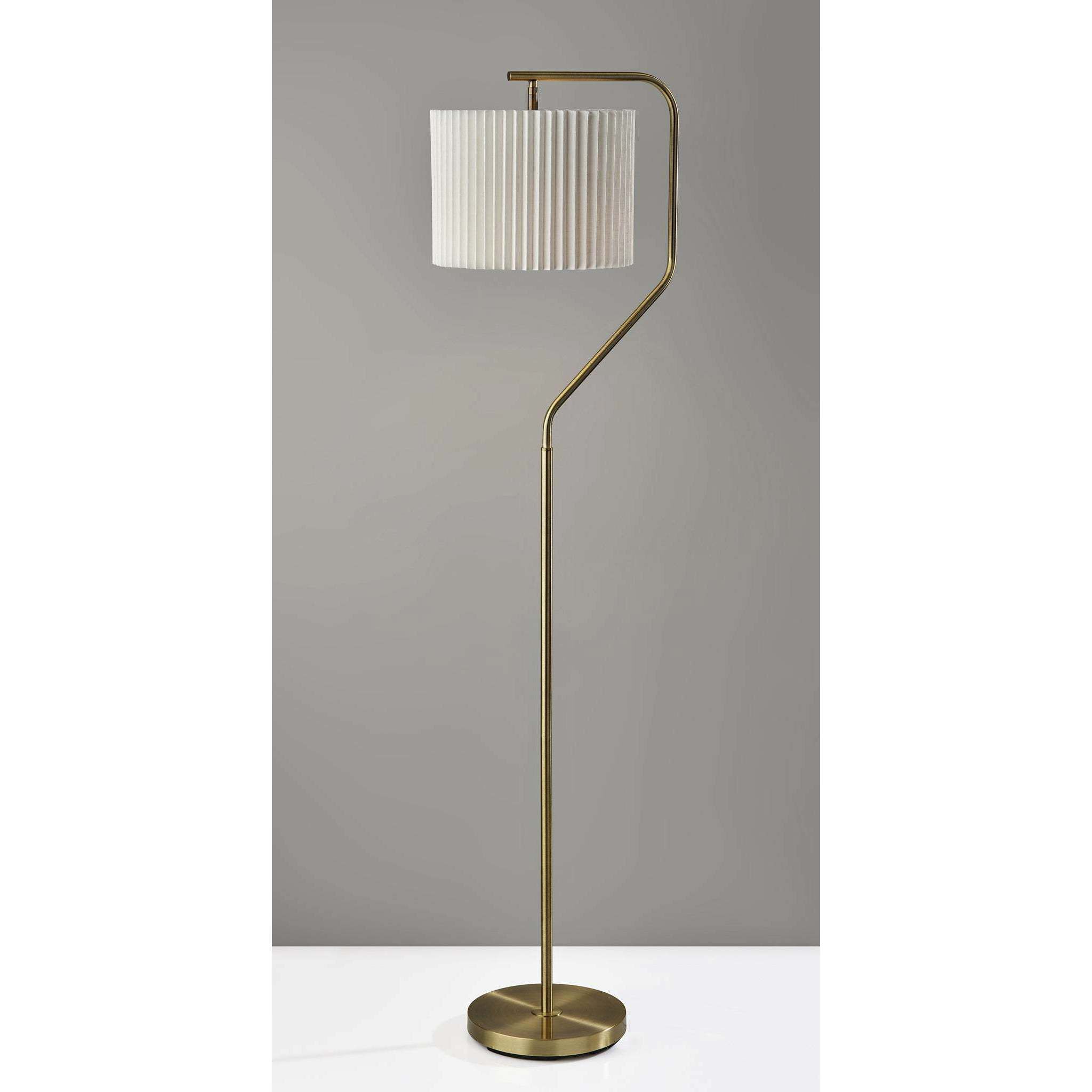 Evan 60 inch 100.00 watt Antique Brass Floor Lamp Portable Light, Simplee Adesso