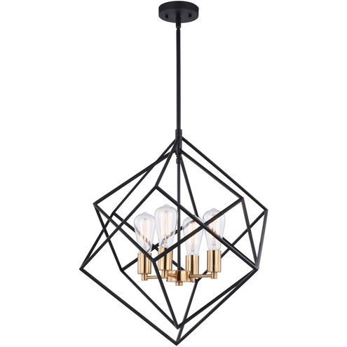 Rad 4 Light 24 inch Black and Natural Brass Pendant Ceiling Light