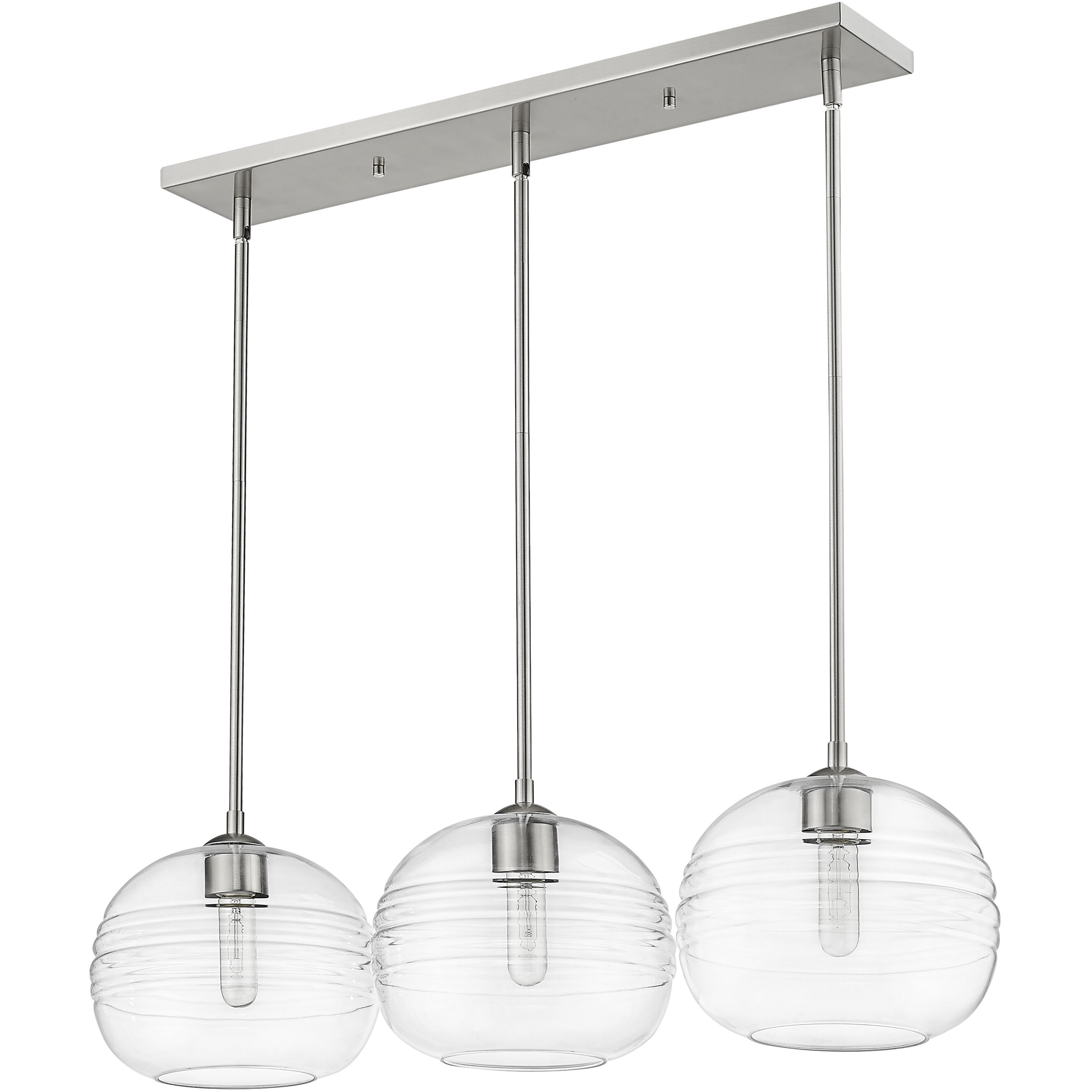 Harmony 3 Light 36 inch Brushed Nickel Linear Chandelier Ceiling Light